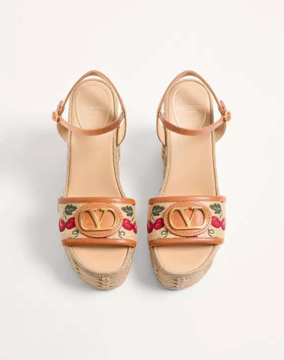 Valentino Vlogo Signature Cherryfic Pattern Wedge Sandal 120Mm - Image 6